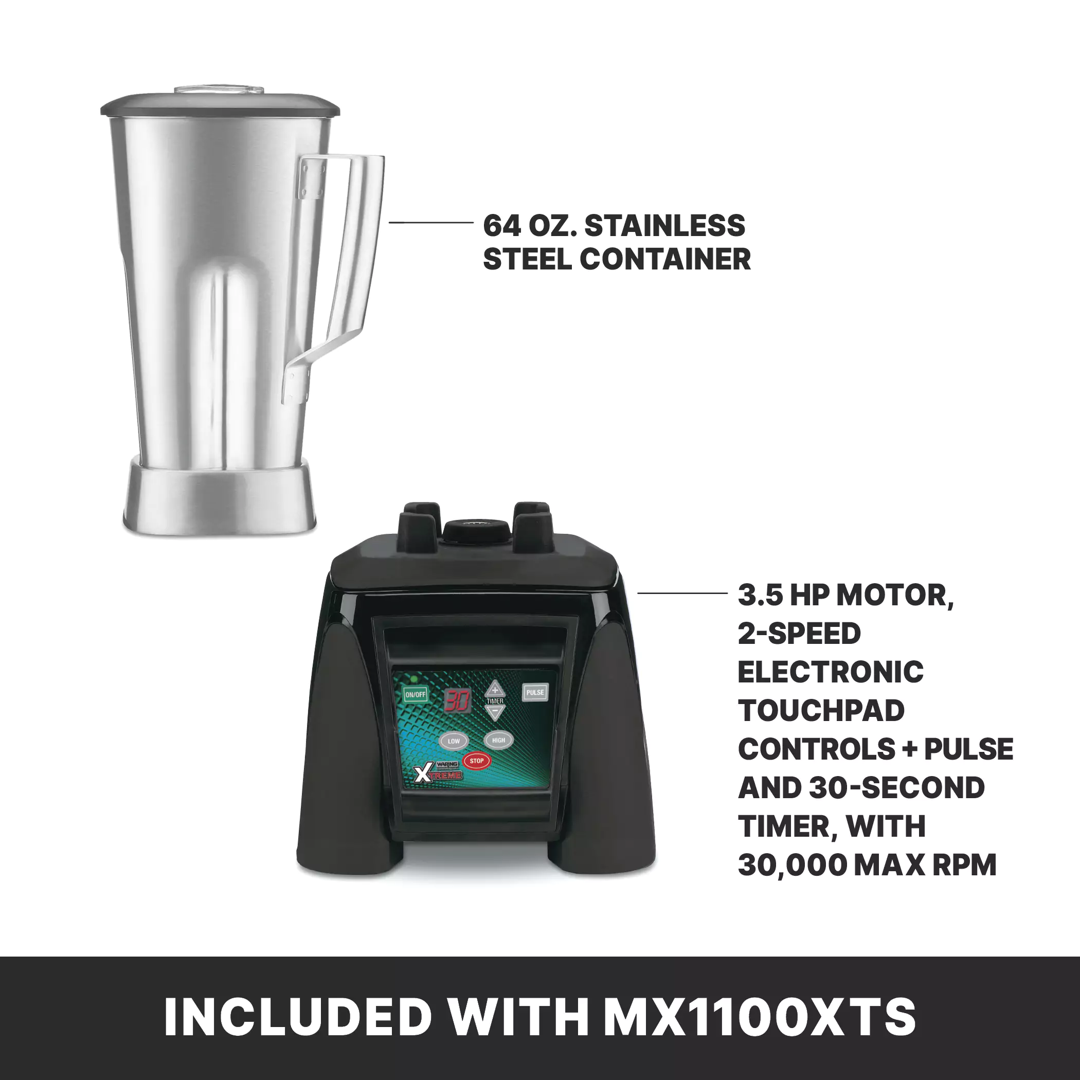 Xtreme Blender with Electronic Keypad and Timer and 64 oz. Stainless Steel Container